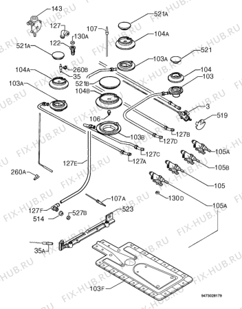 Взрыв-схема плиты (духовки) Electrolux EKG6746 - Схема узла Functional parts 267